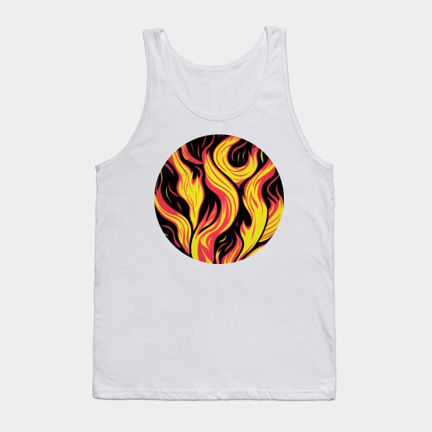 Abstract Fire Circle || Vector Art Flames Tank Top by Mad Swell Designs